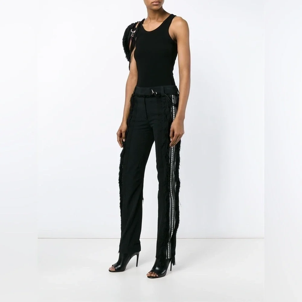 Paco Rabanne S/S 2016 Searsucker Striped Fringe Trim Straight Leg Pants, EU 40 - Picture 13 of 13